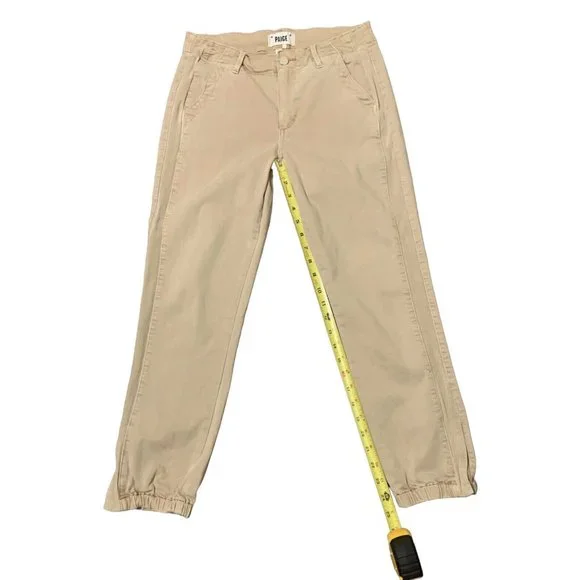 Paige Joggers Womens Size 27 Grosgrain Side Stripe Ankle Zip Color Vintage Oak - Picture 7 of 9
